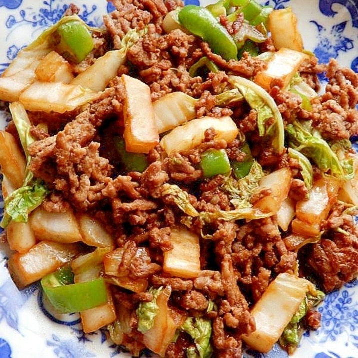 5分!?白菜と合い挽き肉の炒め物♪(ケチャ他の味)